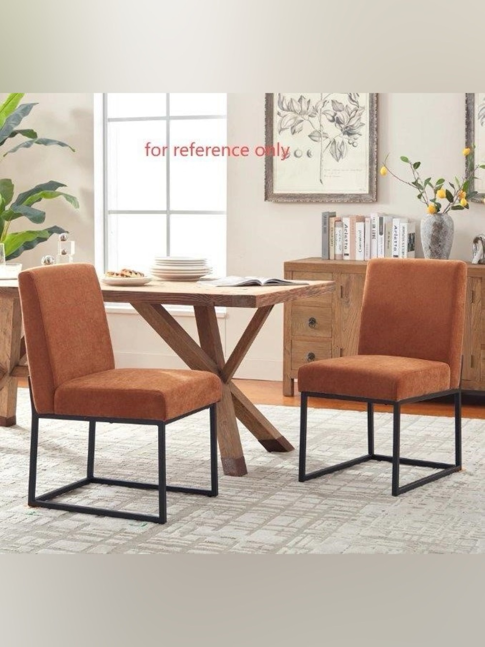 NEW-2 Metal leg dining chair- Orange